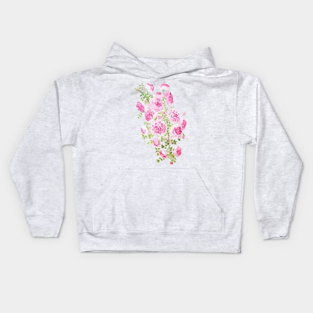 abstract pink rose ink and  watercolor Kids Hoodie by colorandcolor
